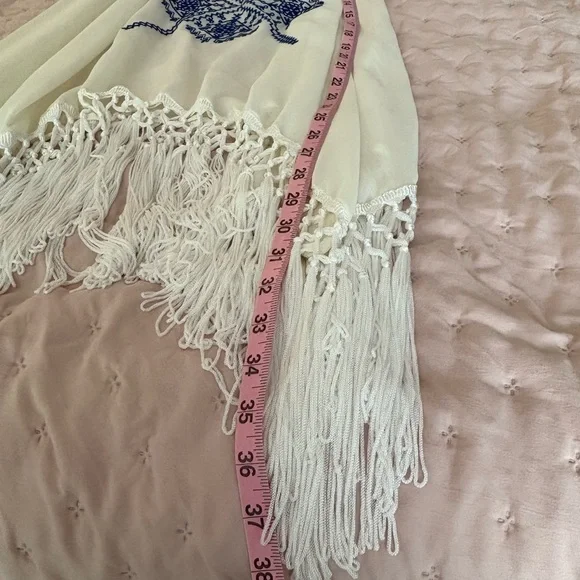 Umgee Cream and Blue Zigzag Sheer Dress - Picture 8 of 9